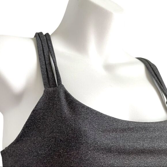 Gap Fit Marbleized Racerback Triple Stripe Sports Bra Gray Medium Athleisure M - Picture 8 of 10